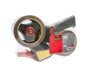 Scotch Precintadora de Mano - Incluye 2 Rollos de 50mm x 66m - Bajo Nivel de Ruido - Mango de Pistola - Precintos Color Marron