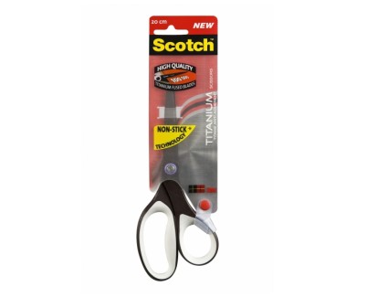 Scotch Tijeras de Titanio 20cm - Antiadherentes - Mango Ergonomico Tacto Suave - Color Blanco/Marron