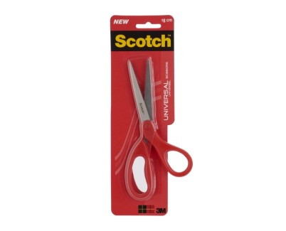 Scotch Tijeras Universales 18cm - Acero Inoxidable - Mango Ergonomico - Color Rojo