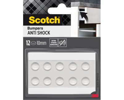 Scotch Topes Adhesivos para Muebles - Antichoque - Diametro de 10mm - Paquete de 12 - Color Transparente