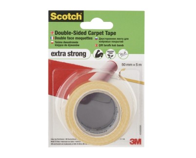 Scotch Universal Cinta Adhesiva para Moqueta 50mm x 5m - Alta Fuerza Adhesiva - Facil de Rasgar a Mano - Color Blanco
