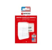 Skross Adaptador de Viaje de Europa a Estados Unidos con 2 USB-A - Color Blanco