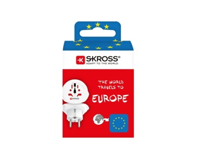 Skross Adaptador de Viaje del Mundo a Europa - Color Blanco