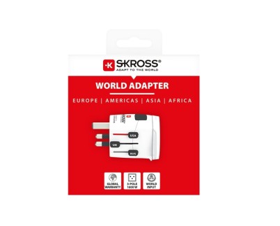 Skross Adaptador Universal de Viaje - Mas de 200 Paises - 250V, 6,3A - Color Blanco