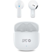 SPC Auriculares True Wireless Zion 2 Play - Autonomia 28 Horas - Base de Carga USB-C - Control por Toques - Compatible con Asistentes de Voz - Luces Led Indicadoras - Color Blanco