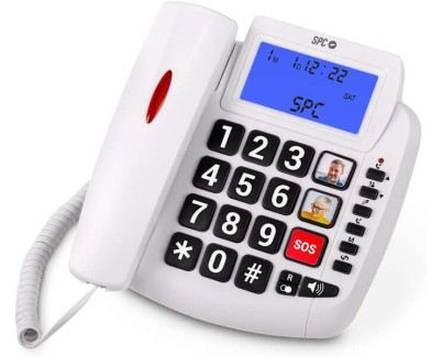 SPC Comfort Volume 2 Telefono Fijo Senior - Teclas Extragrandes - Memorias Directas con Fotografia - Gran Volumen de Timbre - Se&ntilde;al Luminosa en Auricular - Funcion Manos Libres - Color Blanco