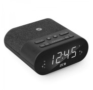SPC Frodi Qi Radio Despertador con Base de Carga Inalambrica - Almacena Emisoras de Radio - 2 Alarmas Configurables - Color Negro
