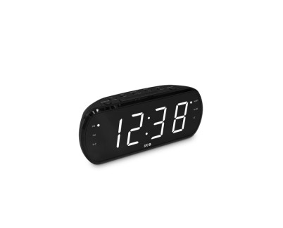 SPC Frodi View Radio Despertador Pantalla LED XL - Brillo Regulable - Boton Snooze - Almacena 20 Emisoras de Radio - Color Negro