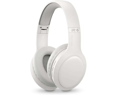 SPC Heron Studio Auriculares Bluetooth - Conexion Simultanea a Dos Dispositivos - 30 Horas de Reproduccion - Sincronizacion Automatica - Dise&ntilde;o Ajustable y Plegable - Botonera Multifuncion - Color Blanco