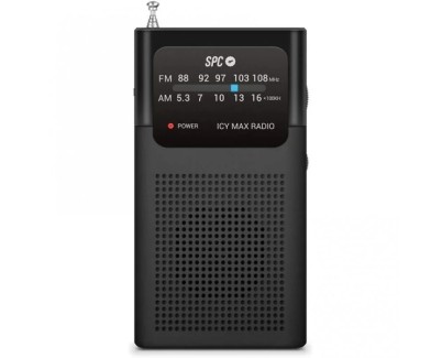 SPC Icy Max Radio Portatil Analogica FM/AM - Entrada Jack 3.5mm - Antena Telescopica - Alimentacion con Pilas - Color Negro