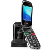 SPC Magnus Telefono Movil - Diseño de Concha - Teclas Grandes - Boton SOS - Base de Carga USB-C - Volumen de Timbre 95Db - Compatible con Audifonos - 2 Pantallas - Notificaciones Inteligentes - Llamadas Directas sin Agenda - Color Negro