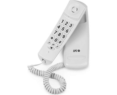 SPC Original Lite 2 Telefono Fijo - sin Pilas - sin Conexion a la Luz - Indicador Luminoso - 10 Memorias Indirectas - Compacto y Ligero - Color Blanco