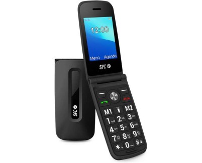 SPC Titan Telefono de Tapa - Dise&ntilde;o Funcional y Elegante - Botones y Teclas Grandes - Acciones Inteligentes de Ayuda - Acceso Directo a Dos Contactos - Volumen Extra Alto - Cargador USB Tipo C - Color Negro