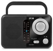 SPC Valdi Radio Portatil Analogica FM/AM 0.8W - Asa de Transporte - Entrada Jack 3.5mm - Antena Telescopica - Alimentacion AC y Pilas - Color Negro