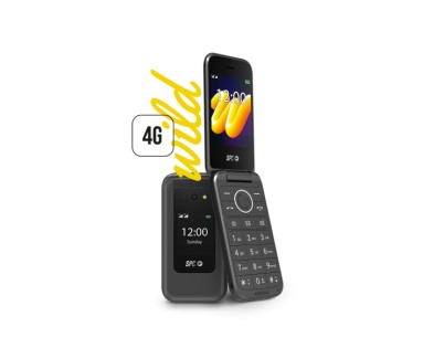 SPC Wild Telefono Movil 4G con Pantallas Principal 2.8\" Exterior 1.77\" y Tapa - Camara, Radio FM, Linterna - Manos Libres - Color Negro