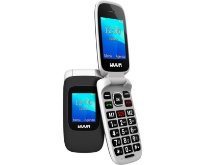 SPC Wuum Telefono de Tapa - Doble Pantalla 2.4\" + 1.77\" - Botones y Teclas Grandes - Dise&ntilde;o Ligero - Acceso Directo a Dos Contactos - Linterna - Radio FM - Color Negro