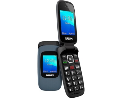 SPC Wuum Telefono de Tapa - Doble Pantalla 2.4\" + 1.77\" - Botones y Teclas Grandes - Dise&ntilde;o Ligero - Acceso Directo a Dos Contactos - Linterna - Radio FM - Color Titanio