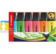 Stabilo Boss 70 Pack de 6 Marcadores Fluorescentes - Trazo entre 2 y 5mm - Recargable - Tinta con Base de Agua - Colores Surtidos