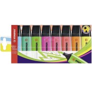 Stabilo Boss 70 Pack de 8 Marcadores Fluorescentes - Trazo entre 2 y 5mm - Recargable - Tinta con Base de Agua - Colores Surtidos