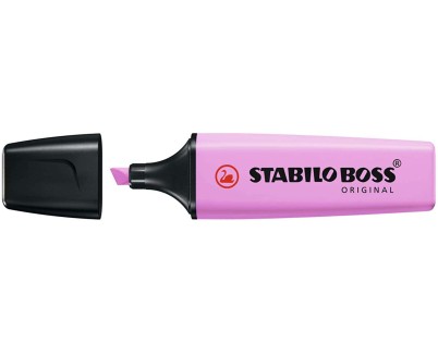 Stabilo Boss 70 Pastel Marcador Fluorescente - Trazo entre 2 y 5mm - Recargable - Tinta con Base de Agua - Color Fucsia Helado