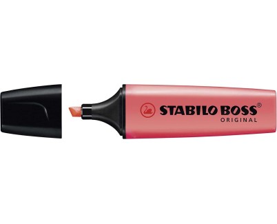 Stabilo Boss 70 Pastel Marcador Fluorescente - Trazo entre 2 y 5mm - Recargable - Tinta con Base de Agua - Color Rojo Coral Meloso