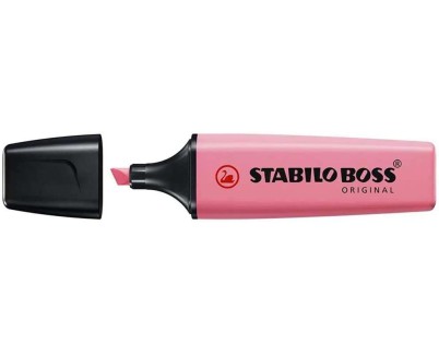 Stabilo Boss 70 Pastel Marcador Fluorescente - Trazo entre 2 y 5mm - Recargable - Tinta con Base de Agua - Color Rosa Cerezo en Flor