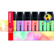 Stabilo Boss 70 Pastel Pack de 6 Rotuladores Marcadores Fluorescentes - Trazo entre 2 y 5mm - Recargable - Tinta con Base de Agua