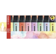 Stabilo Boss 70 Pastel Pack de 8 Marcadores Fluorescentes - Trazo entre 2 y 5mm - Recargable - Tinta con Base de Agua - Colores Surtidos