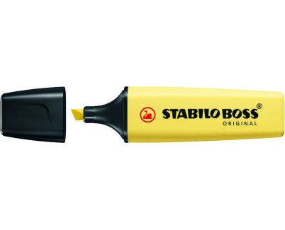 Stabilo Boss 70 Pastel Rotulador Marcador Fluorescente - Trazo entre 2 y 5mm - Recargable - Tinta con Base de Agua - Color Amarillo Cremoso