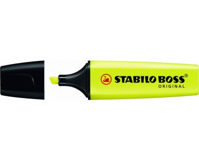 Stabilo Boss 70 Rotulador Marcador Fluorescente - Trazo entre 2 y 5mm - Recargable - Tinta con Base de Agua - Color Amarillo Fluorescente