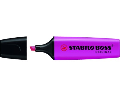 Stabilo Boss 70 Rotulador Marcador Fluorescente - Trazo entre 2 y 5mm - Recargable - Tinta con Base de Agua - Color Magenta Fluorescente