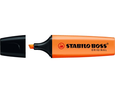 Stabilo Boss 70 Rotulador Marcador Fluorescente - Trazo entre 2 y 5mm - Recargable - Tinta con Base de Agua - Color Naranja Fluorescente