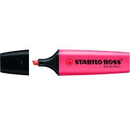 Stabilo Boss 70 Rotulador Marcador Fluorescente - Trazo entre 2 y 5mm - Recargable - Tinta con Base de Agua - Color Rojo Fluorescente