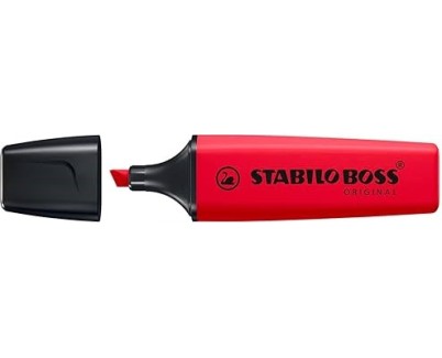 Stabilo Boss 70 Rotulador Marcador Fluorescente - Trazo entre 2 y 5mm - Recargable - Tinta con Base de Agua - Color Rojo Real