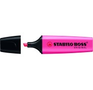 Stabilo Boss 70 Rotulador Marcador Fluorescente - Trazo entre 2 y 5mm - Recargable - Tinta con Base de Agua - Color Rosa Fluorescente