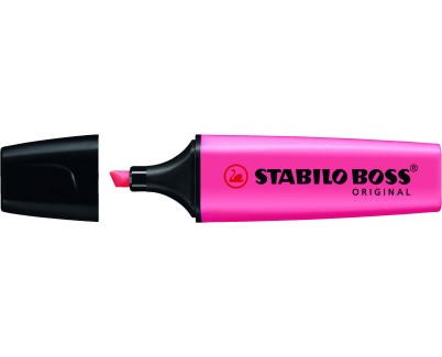 Stabilo Boss 70 Rotulador Marcador Fluorescente - Trazo entre 2 y 5mm - Recargable - Tinta con Base de Agua - Color Rosa Fluorescente