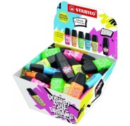 Stabilo Boss Mini by Snooze One Expositor con 50 Mini Marcadores Fluorescentes - Trazo entre 2 y 5mm - Tinta con Base de Agua - Antisecado - Colores Surtidos