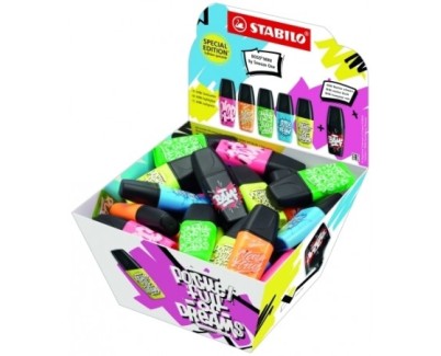 Stabilo Boss Mini by Snooze One Expositor con 50 Mini Marcadores Fluorescentes - Trazo entre 2 y 5mm - Tinta con Base de Agua - Antisecado - Colores Surtidos