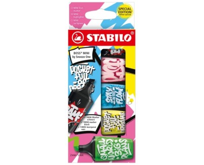 Stabilo Boss Mini by Snooze One Pack de 5 Mini Marcadores Fluorescentes - Trazo entre 2 y 5mm - Tinta con Base de Agua - Antisecado - Colores Surtidos