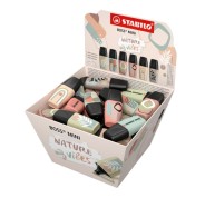 Stabilo Boss Mini Naturevibes Expositor con 50 Marcadores Fluorescentes - Trazo entre 2 y 5mm - Tinta con Base de Agua - Antisecado - Colores Surtidos