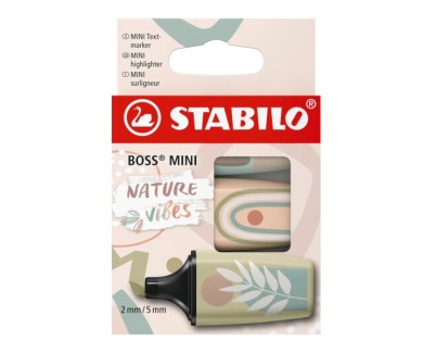 Stabilo Boss Mini Naturevibes Pack de 3 Marcadores Fluorescentes - Trazo entre 2 y 5mm - Tinta con Base de Agua - Antisecado - Colores Verde Barro, Verde Tierra y Beige