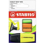 Stabilo Boss Mini Pack de 3 Marcadores Mini Fluorescentes - Trazo entre 2 y 5mm - Tinta con Base de Agua - Antisecado - Colores Surtidos