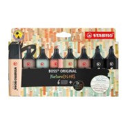 Stabilo Boss Naturecolors Pack de 8 Marcadores - Trazo entre 2 y 5mm - Tinta con Base de Agua - Colores Siena, Beige, Ocre Oscuro, Gris Calido, Verde Barro, Verde Tierra y Negro (x2)