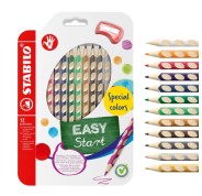 Stabilo Easycolors Special Colors Pack con 12 Lapices de Colores Ergonomicos + Sacapuntas - Mina de 4.2mm - Forma Triangular - Uso Diestro - Colores Surtidos