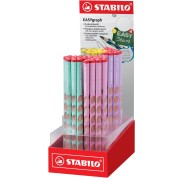 Stabilo Easygraph Pastel Expositor de 60 Lapices de Grafito - Mina HB de 3.15mm - Diseño Ergonomico - Colores Surtidos