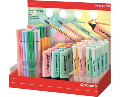 Stabilo Expositor Coleccion Pastel de 111 Rotuladores y Marcadores Fluorescentes - 15 Boss, 16 Swing Cool, 40 Point 88 y 40 Pen 68 - Colores Surtidos