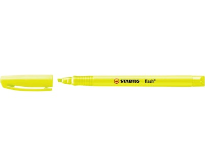 Stabilo Flash Marcador Fluorescente - Tama&ntilde;o Bolsillo - Trazo de 1 y 3.5mm - Tinta con Base de Agua - Color Amarillo