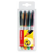 Stabilo Navigator Pack de 4 Marcadores Fluorescentes - Zona de Agarre - Diseño Delgado - Practico Clip para Llevar - Trazo entre 2 y 5mm - Colores Amarillo, Naranja, Verde y Rosa