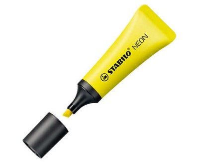 Stabilo Neon 72 Marcador Fluorescente - Trazo entre 2 y 5mm - Tinta con Base de Agua - Cuerpo en Forma de Tubo - Color Amarillo