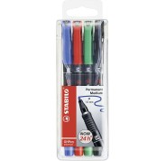 Stabilo OHPen Pack de 4 Rotuladores Permanentes - Punta Media - Trazo de 1mm - Agarre Antideslizante - Tapon Ventilado - Colores Surtidos